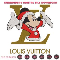 LV Mickey Christmas Logo Embroidery Design Instant Download