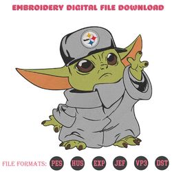 Pittsburgh Steelers Cap Baby Yoda Embroidery Design Download