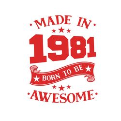 made in 1981 born to be awesome svg, birthday svg, 1981 birthday svg, made in 1981 svg, born in 1981 svg, 40th birthday