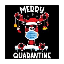 reindeer mask merry quarantine svg, christmas svg, reindeer svg, reindeer mask svg, reindeer buffalo plaid svg, cute rei