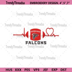 atlanta facons football heart beat embroidery instant download