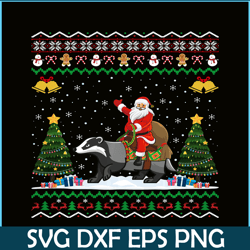 Badger Ugly Xmas Gift Santa Riding Badger Christmas Sweatshirt Png