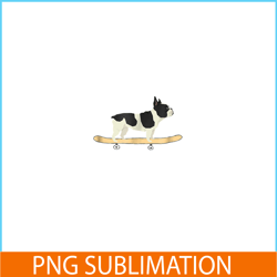 Funny Skateboarding Bulldog Puppy PNG, Frenchie Bulldog PNG, French Dog Artwork PNG