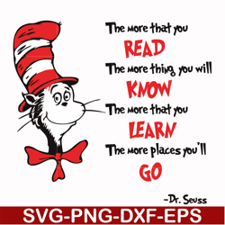 the more that you read the more thing you will know the more that you learn the more places you'll go svg, png, dxf, eps