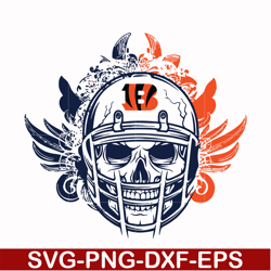 cincinnati bengals skull svg, cincinnati bengals svg, bengals svg, skull svg, sport svg, nfl svg, png, dxf, eps digital