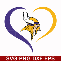 minnesota vikings heart svg, vikings heart svg, nfl svg, png, dxf, eps digital file nfl23102016l