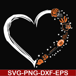 cincinnati bengals heart svg, bengals svg, png, dxf, eps digital file nnfl0093