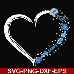 detroit lions heart svg, lions svg, png, dxf, eps digital file nnfl0095