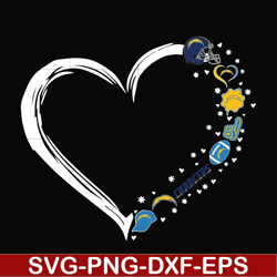 los angeles chargers heart svg, chargers svg, png, dxf, eps digital file nnfl0109