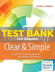 test bank for pharmacology clear and simple 3rd edition watkins