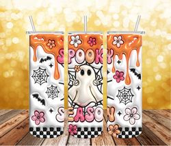 Spooky season Tumbler PNG, 3D Halloween Tumbler Wrap, Straight Design 20oz/ 30oz Skinny Tumbler PNG, Instant download