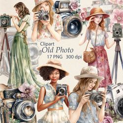 old photo camera clipart | photographer girl illustration clip art png