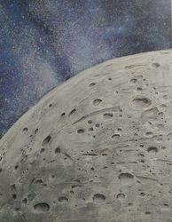 textured painting with acrylic paints "moon" original art medium-sized painting on a stretcher