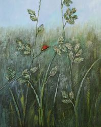 textured painting with acrylic paints "summer meadow" of medium size