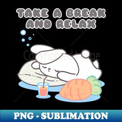 relax and unwind adorable bunny break time - vintage sublimation png download - revolutionize your designs