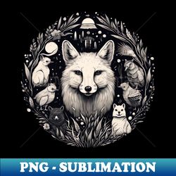 nocturnal harmony - foxes and animals - exclusive png sublimation download - spice up your sublimation projects