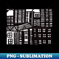 black and white city scape - premium sublimation digital download - perfect for sublimation mastery