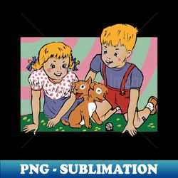 children play with pet - stylish sublimation digital download - stunning sublimation graphics