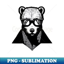 black and white bear glasses - artistic sublimation digital file - perfect for sublimation art