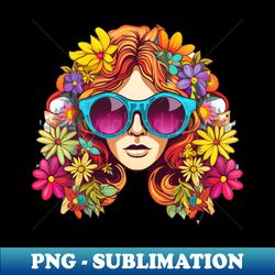 brightly colored flower child woman - special edition sublimation png file - bring your designs to life