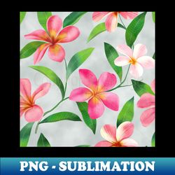 tropical plumeria flowers and leaves watercolor seamless pattern exotic pink flowers composition colorful floral summer arrangement on textural background - elegant sublimation png download - bring your designs to life