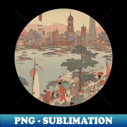 ukiyo e city scape - high-quality png sublimation download - bring your designs to life