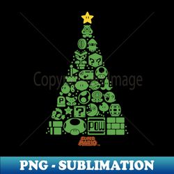 super mario item characters christmas tree - decorative sublimation png file - unleash your inner rebellion