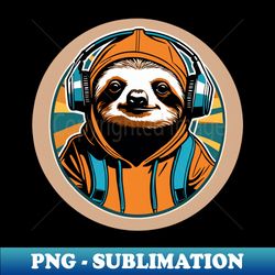 sloth in headphones enjoying the beat - elegant sublimation png download - transform your sublimation creations