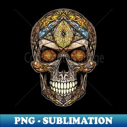 stained glass window skull - instant sublimation digital download - bring your designs to life