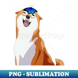 happy shiba inu - blue butterfly - png transparent sublimation file - perfect for creative projects