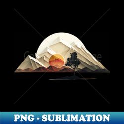 landscape with mountains sun and tree - sublimation-ready png file - bold & eye-catching