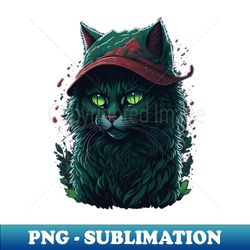 green cat wearing a hat - artistic sublimation digital file - defying the norms