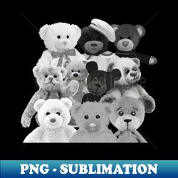 teddy bear - lots of teddy bears - black and white - premium sublimation digital download - add a festive touch to every day