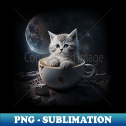 kitten cat in the coffee mug space  galaxy theme stars - stylish sublimation digital download - bold & eye-catching