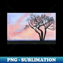 sunset and trees original watercolor painting - elegant sublimation png download - vibrant and eye-catching typography