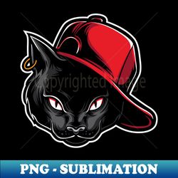 cat in a hat illustration style - retro png sublimation digital download - fashionable and fearless