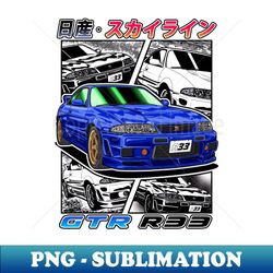jdm blue nissan skyline gt-r r33 - sublimation-ready png file - perfect for personalization