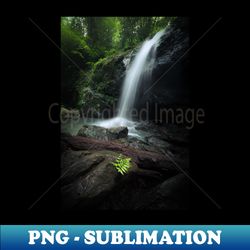 waterfall and fern in forest - elegant sublimation png download - perfect for sublimation mastery