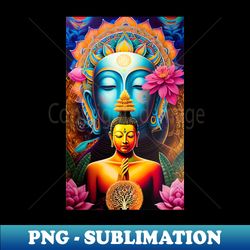 buddha mandala and the tree of life with lotus - png transparent sublimation file - spice up your sublimation projects