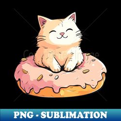 cute cat with donut 3 - decorative sublimation png file - instantly transform your sublimation projects