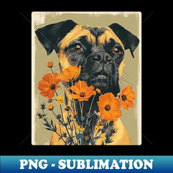 boxer flowers photo art design for dog onwer - aesthetic sublimation digital file