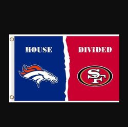 denver broncos and san francisco 49ers divided flag 3x5ft