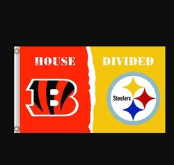 cincinnati bengals and pittsburgh steelers divided flag 3x5ft