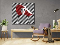 girl with red hat print art, sensual woman poster, feminine wall decor, woman portrait wall art, large wall art, modern