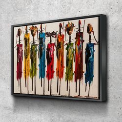 african wall art  abstract african art  canvas wall art  group tribe abstract