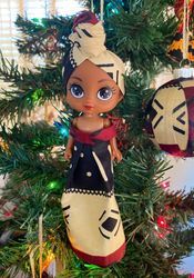african christmas doll ornaments - african ornaments - tree decor - decor - ornaments and accent - kente ornaments