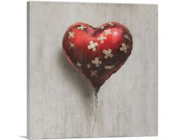 artcanvas bandaged  balloon heart by banksy canvas art print