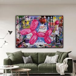 pop art balloon dog canvas wall art, graffiti balloon dog canvas print , pop art  painting, ready to hang canvas print