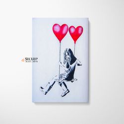 banksy wall art banksy canvas banksy balloon girl on swing banksy graffiti street art canvas large pop art wall art pop