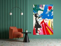 wall art canvas print balloon girl canvas print brainwash canvas art street art canvas banksy print balloon girl wall ar